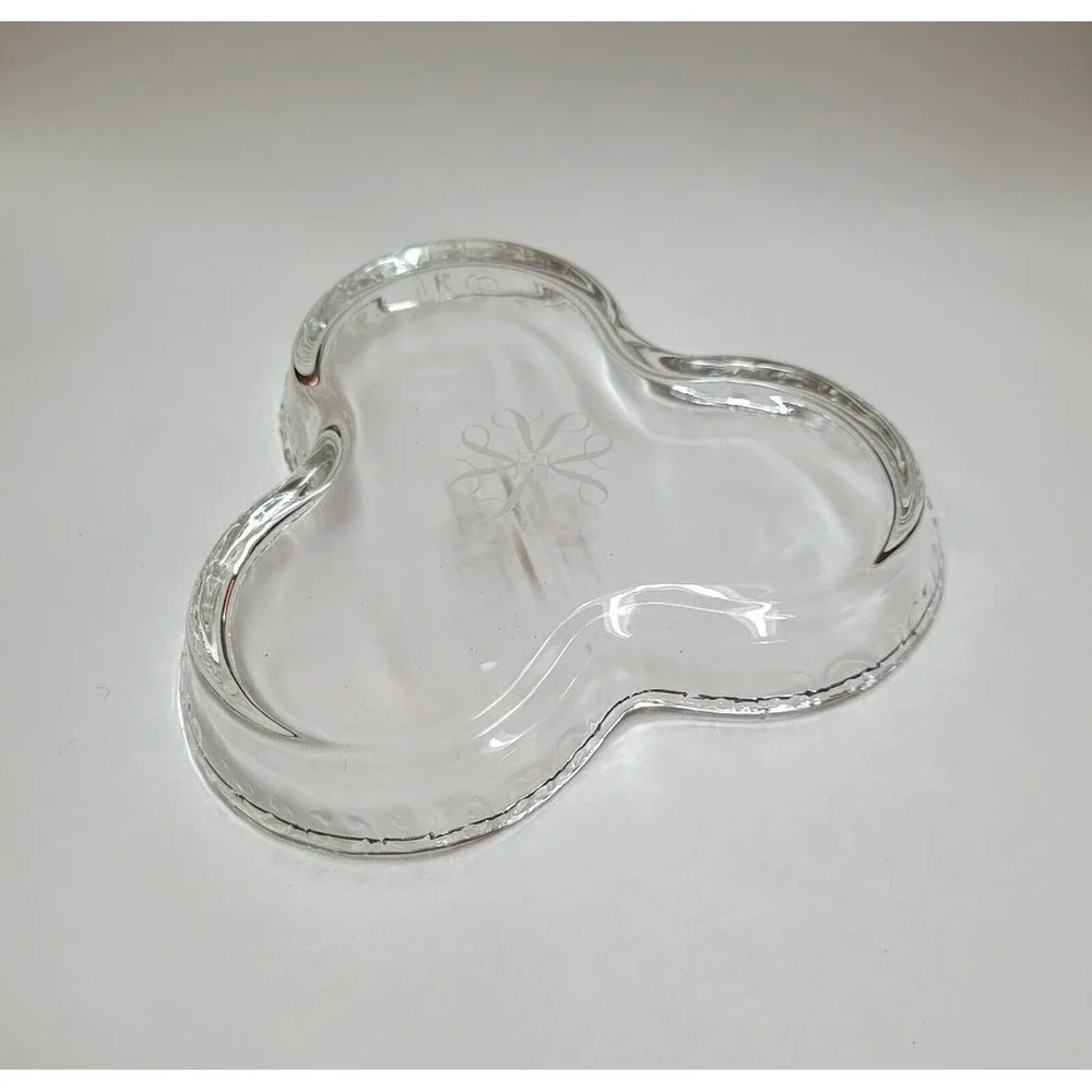Vintage Avon‎ Clover Shaped Clear Glass Trinket Candy Dish Hostess Gift